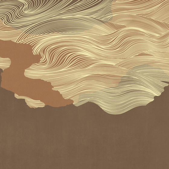 Beetle Mural Chinese Texture Wallpaper 3D Model in Brown