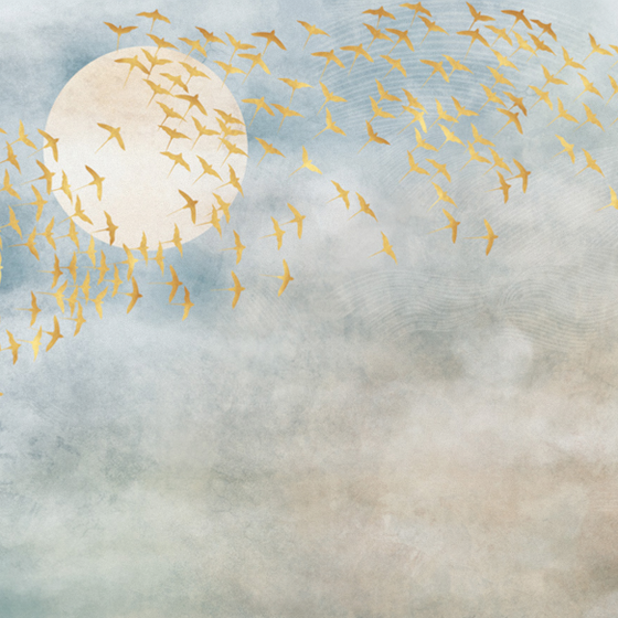 Beetle Mural Chinese Texture Wallpaper 3D Model in Earth Color