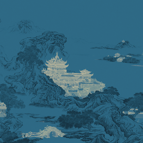 Beetle Mural Wallpaper 3D Model in Blue