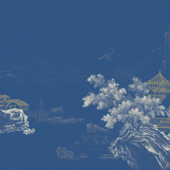 Beetle Mural Chinese Texture Wallpaper 3D Model in Gray