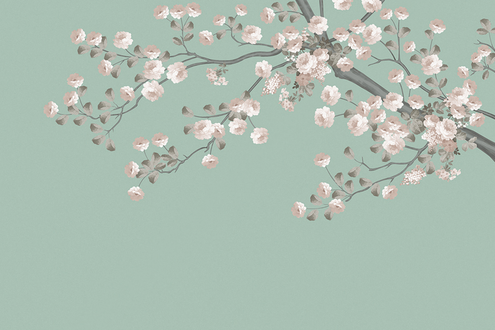 Jia blue wall cloth wall cloth background wall original mural Chinese hand-painted