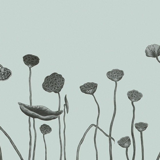 Jia blue wall cloth wall cloth background wall original mural Chinese hand-painted