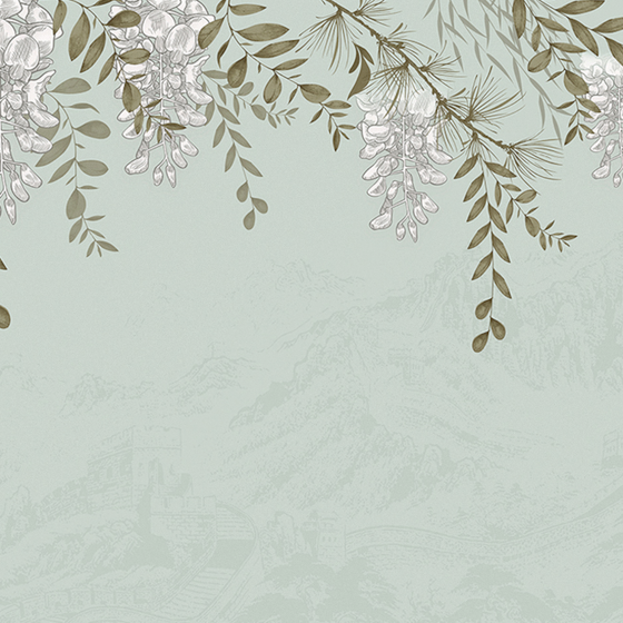 Jia blue wall cloth wall cloth background wall original mural Chinese hand-painted