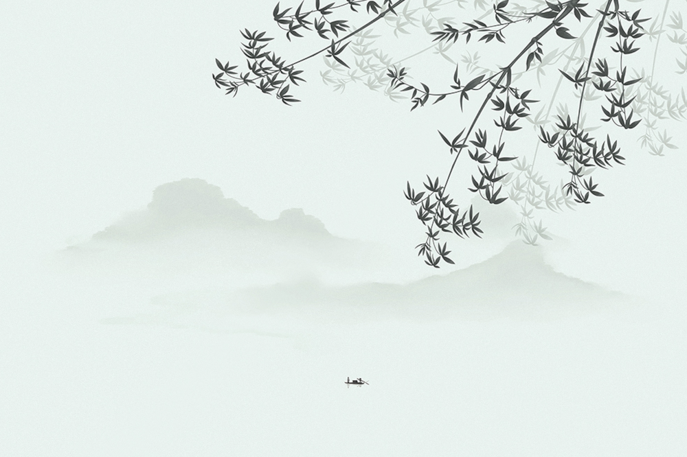 Jia blue wall cloth wall cloth background wall original mural Chinese hand-painted