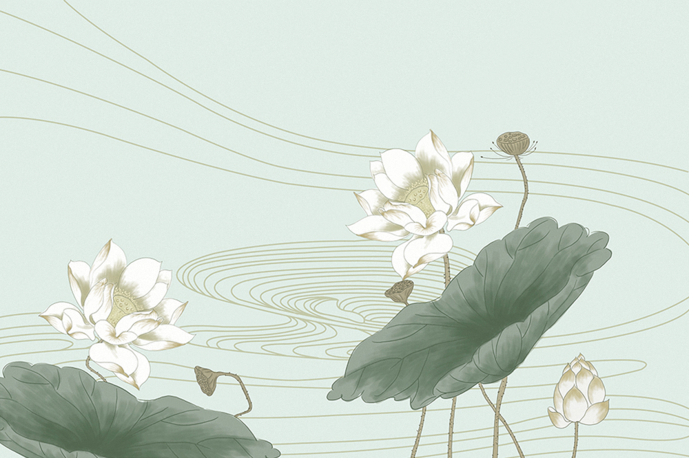 Jia blue wall cloth wall cloth background wall original mural Chinese hand-painted