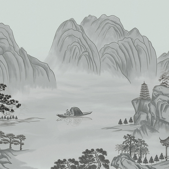 Chinese Hand-Painted Wall Cloth 3D Model for Unique Decor