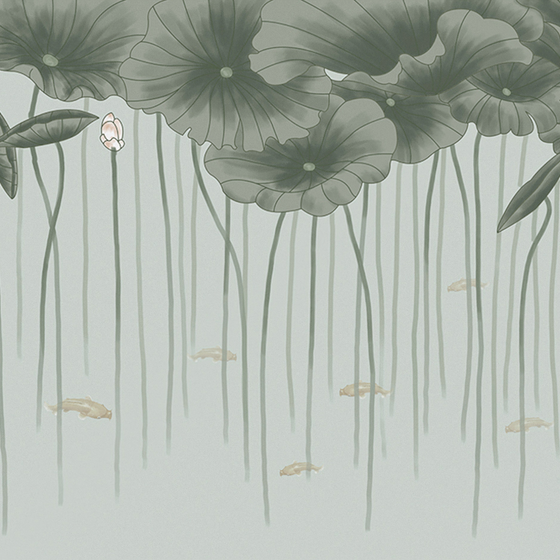 Gray Jia Blue Wall Cloth Mural 3D Model