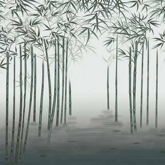 Jia Blue Wall Cloth Background Wall Original Mural Chinese Hand-Painted in Gray