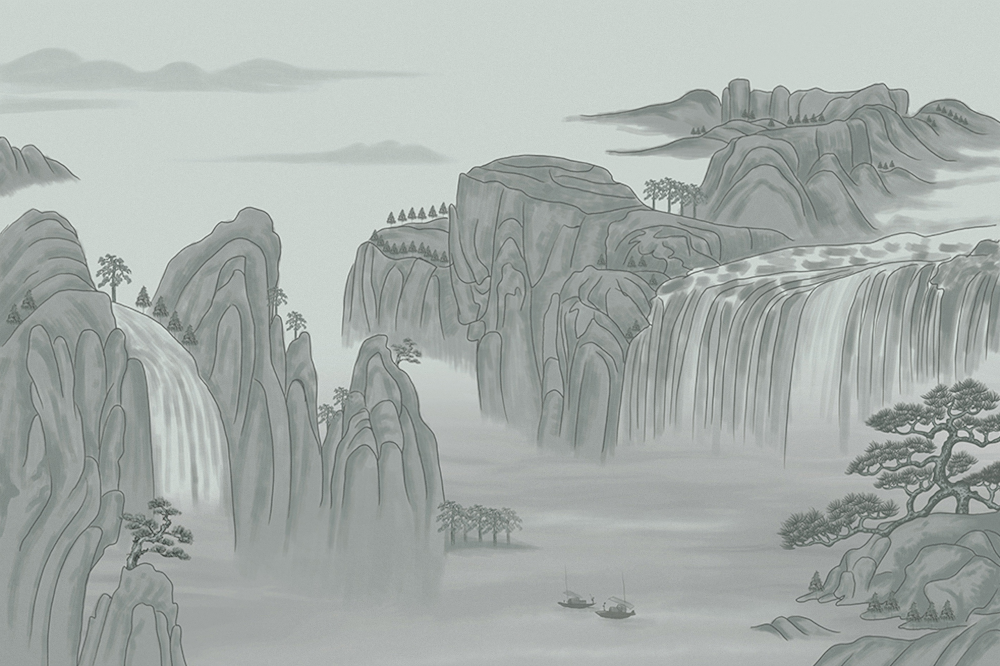 Jia blue wall cloth wall cloth background wall original mural Chinese hand-painted