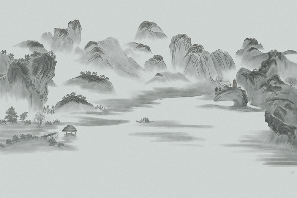 Jia blue wall cloth wall cloth background wall original mural Chinese hand-painted