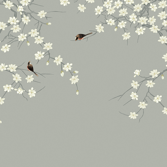 Jia blue wall cloth wall cloth background wall original mural Chinese hand-painted