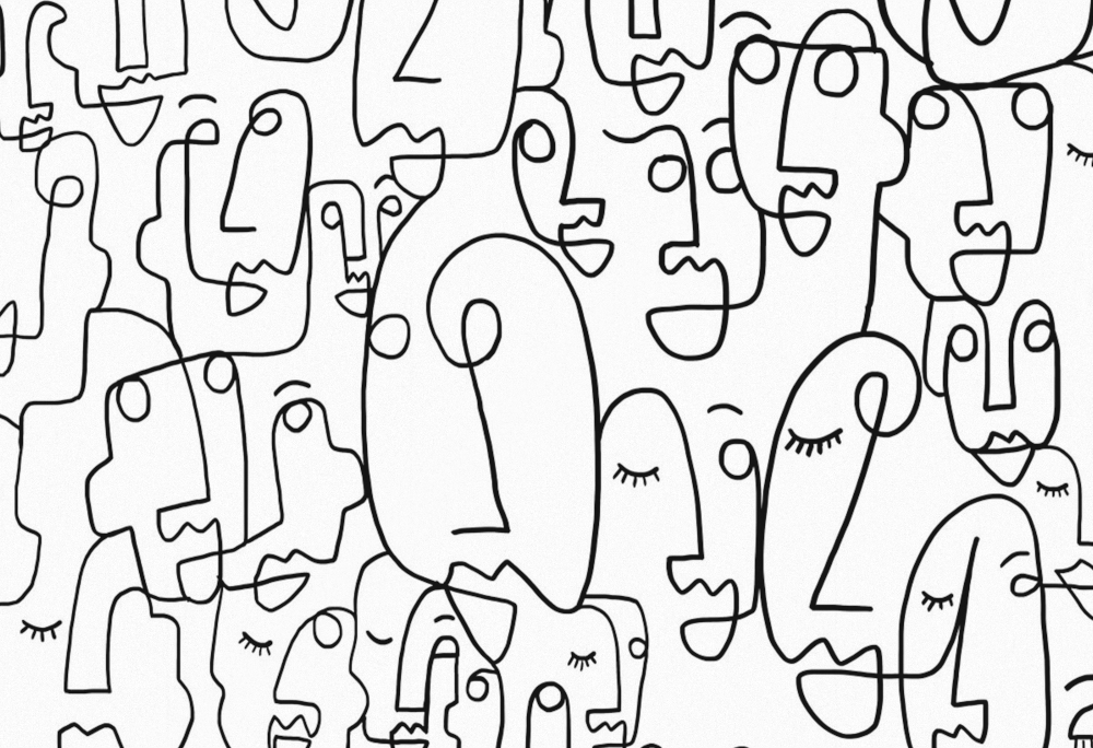 Abstract Face Line Drawing Wallpaper 3D Model