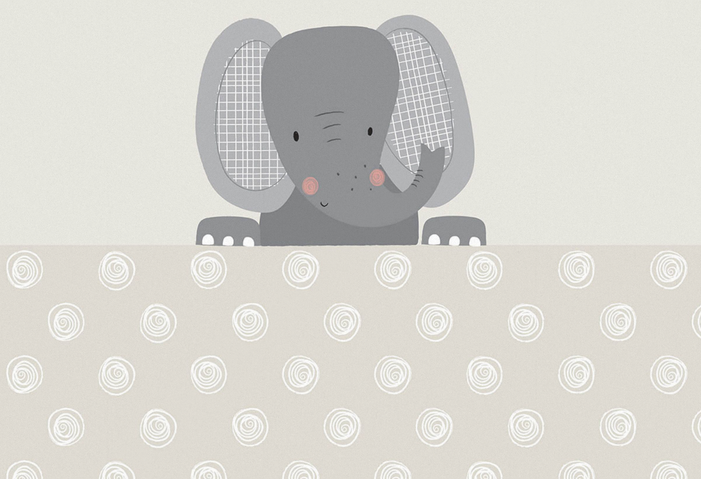 Custom Hand-Painted Cartoon Animal Wallpaper 3D Model in Gray