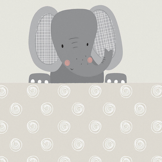 Custom Hand-Painted Cartoon Animal Wallpaper 3D Model in Gray