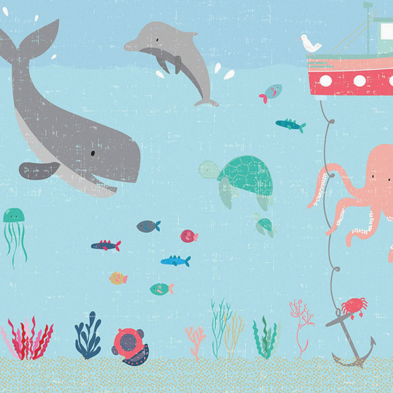 Vibrant Underwater World Cartoon Animal Wallpaper 3D Model