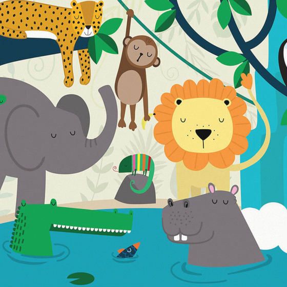 Custom Hand-Painted Cartoon Animal Wallpaper 3D Model