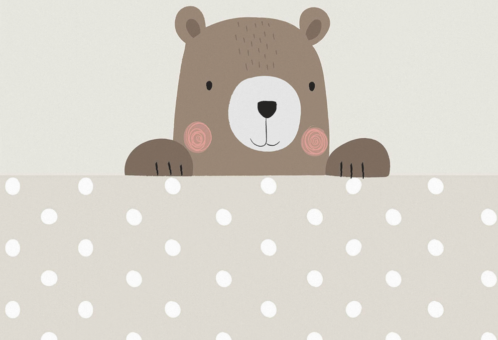 Bernie Bear Hand-Drawn Cartoon Animal Wallpaper - Custom Yixuan Mural