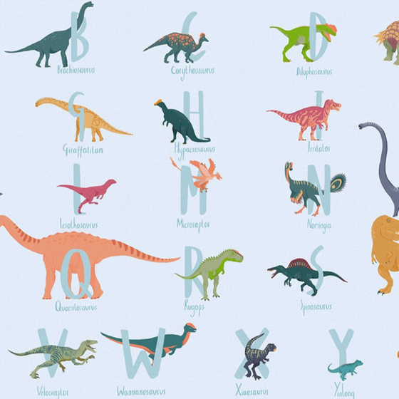 Dinosaur Hand-Drawn Wallpaper 3D Model in Orange