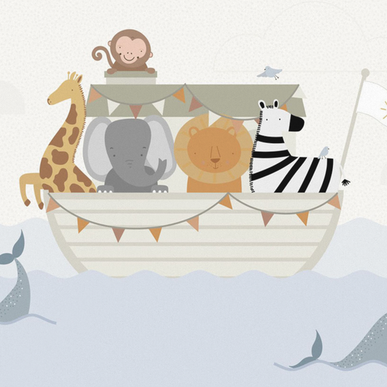 Custom Hand-painted Cartoon Animal Wallpaper 3D Model in Beige