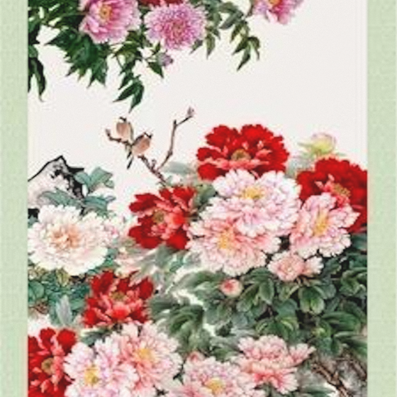 Traditional Chinese Painting 3D Model in Red