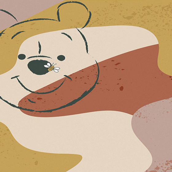 Whimsical Pink Winnie the Pooh Children's Room Wallpaper 3D Model