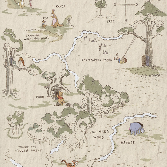 Winnie the Pooh Children's Room Wallpaper Fabric 3D Model in Beige