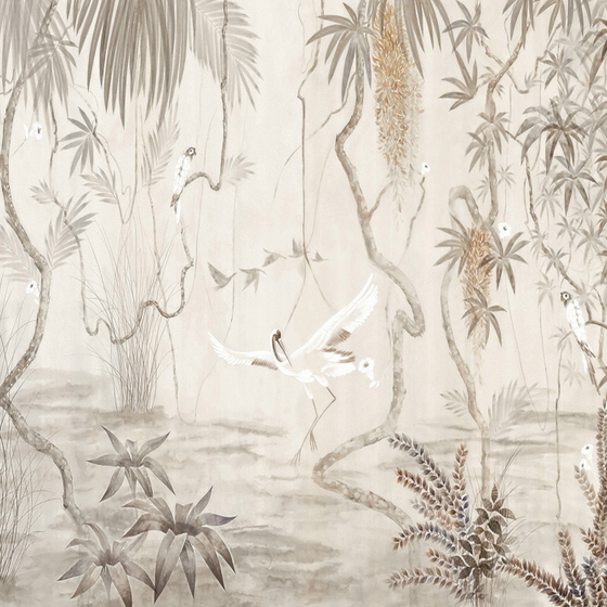 Beige New Chinese Background Wallpaper 3D Model
