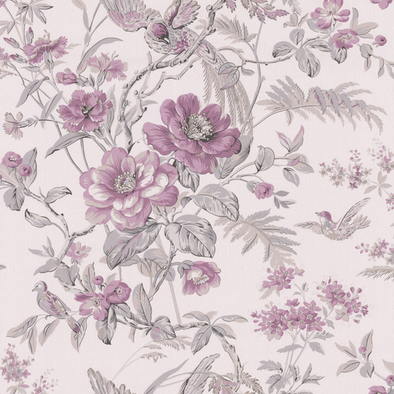 Charming European-Style Plant Print Wallpaper 3D Model