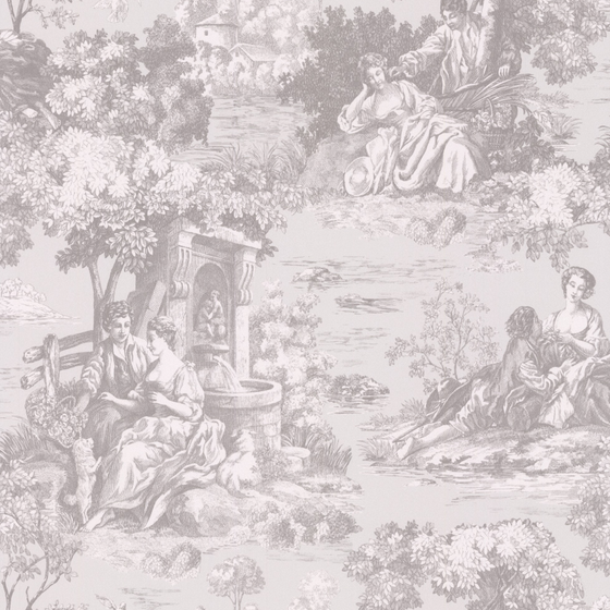 Stylish Gray European-Style Black and White Character Wallpaper 3D Model