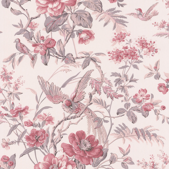 Charming European-Style Plant Print Wallpaper 3D Model