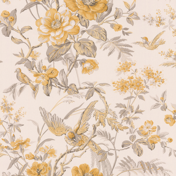 Chinese-Style Plant Printed Wallpaper 3D Model 600x680 in Beige