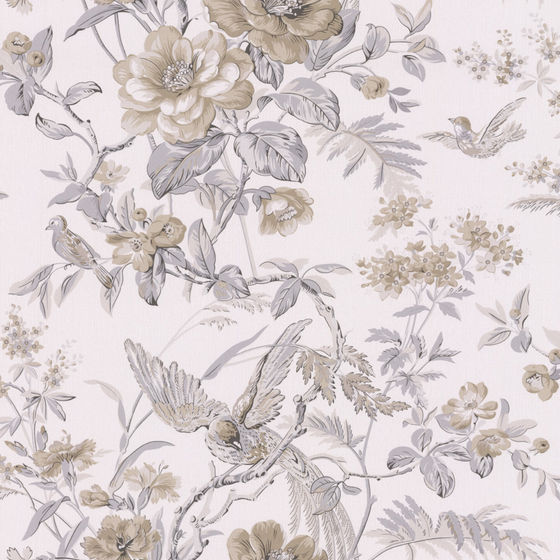 European-Style Plant Print Wallpaper 3D Model