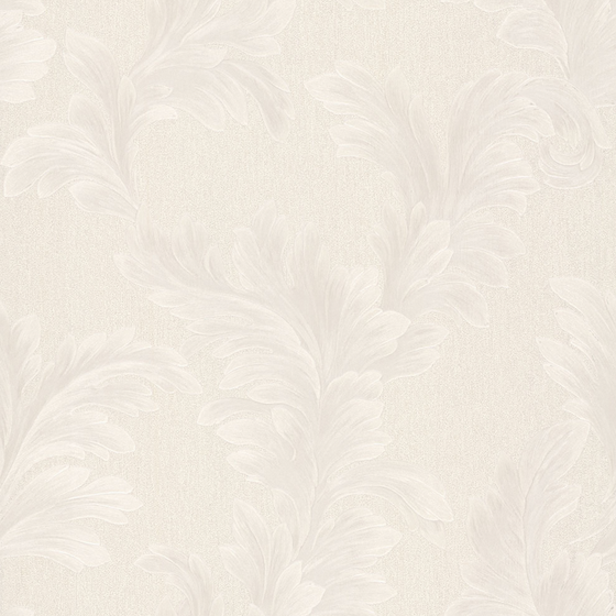 European-Style Light-Colored Floral Wallpaper 3D Model in White