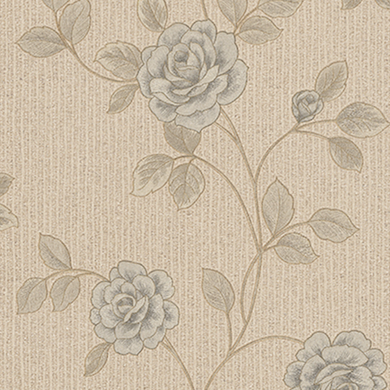 Modern Plant Printed Wallpaper 3D Model in Beige