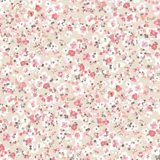 Chinese Red Flower Dot Wallpaper 800*800 in Wood Color