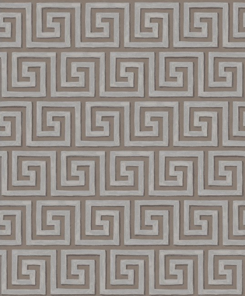 Chinese Coffee Color Geometric Pattern Wallpaper 700*845