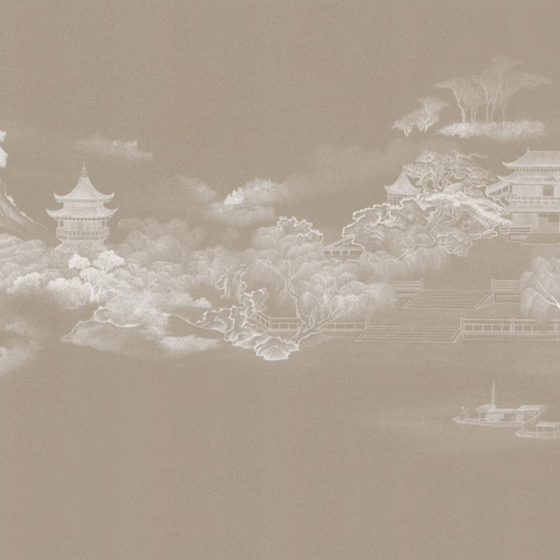 Chinese-Style Warm-Colored Rivers and Lakes 3D Model in Beige