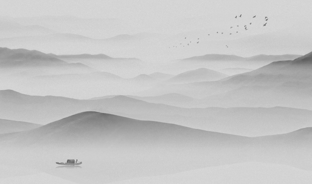 New Chinese-Style Light Gray Landscape