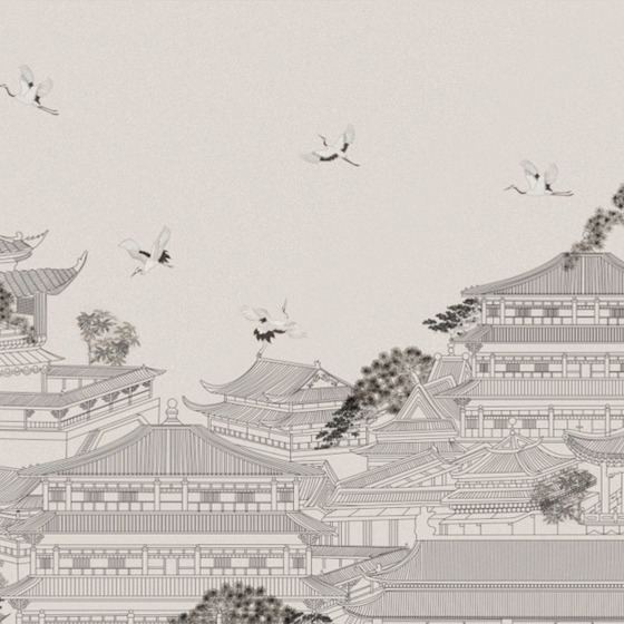 New Chinese-style Gray and White Architectural Complex