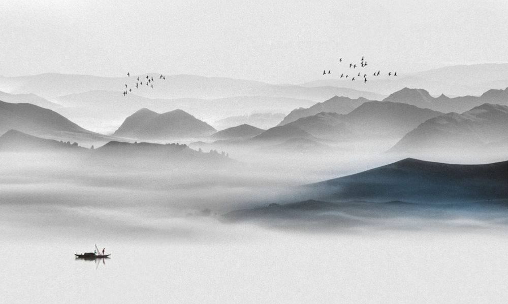 New Chinese-Style Ink Wash Landscape