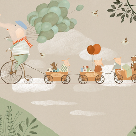 Green Modern Children's Wallpaper 3D Model