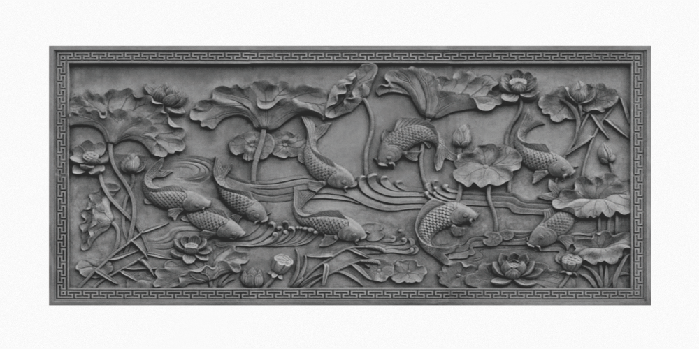 중국 그림자 벽 벽돌 조각 텍스처 ID_1110443846