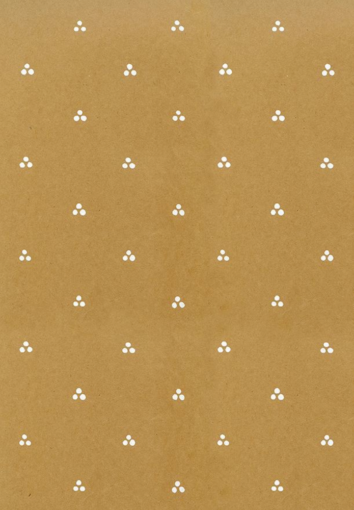 Marimekko Kolme Hento (Three Dots) Wallpaper, White on Brown Kraft, 1980