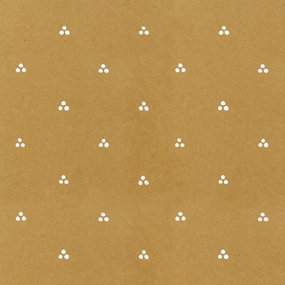 Marimekko Kolme Hento (Three Dots) Wallpaper, White on Brown Kraft, 1980