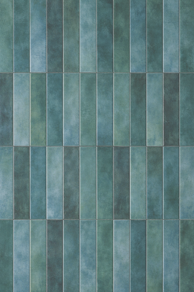 Glossy Ceramic Tile Pattern in Green Shades