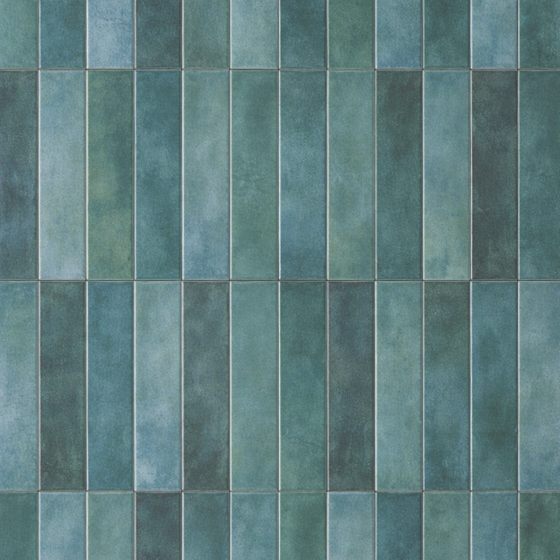 Glossy Ceramic Tile Pattern in Green Shades